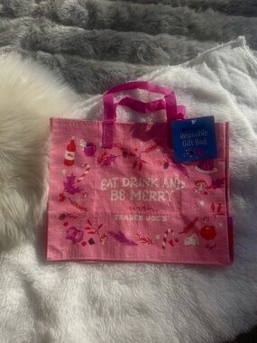 Trader Joe’s Pink Reusable Gift Bag - Eat Drink and Be Merry